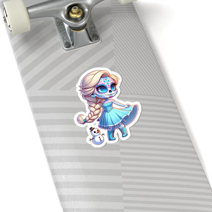 Elsa!!! Cute Sugar Skull Princess Stickers, Laptop Decals, Halloween Decor, Dia de los Muertos, Gift for Teens