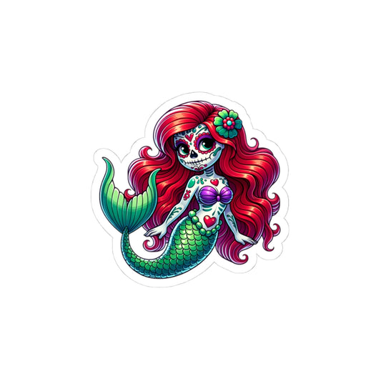 Colorful Ariel Skull Stickers | Fun Decor for Laptops, Water Bottles, Journals, Gifts, Pirate Parties