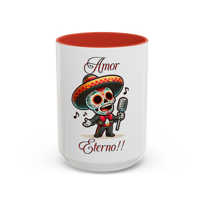 Amor Eterno Mug, Dia De Los Muertos, Day Of The Dead, Sugar Skull, Mariachi Singer Mug