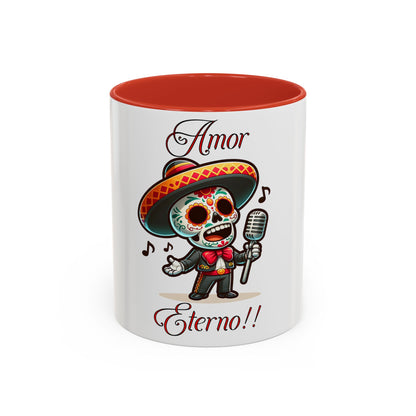 Amor Eterno Mug, Dia De Los Muertos, Day Of The Dead, Sugar Skull, Mariachi Singer Mug