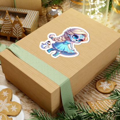Elsa!!! Cute Sugar Skull Princess Stickers, Laptop Decals, Halloween Decor, Dia de los Muertos, Gift for Teens