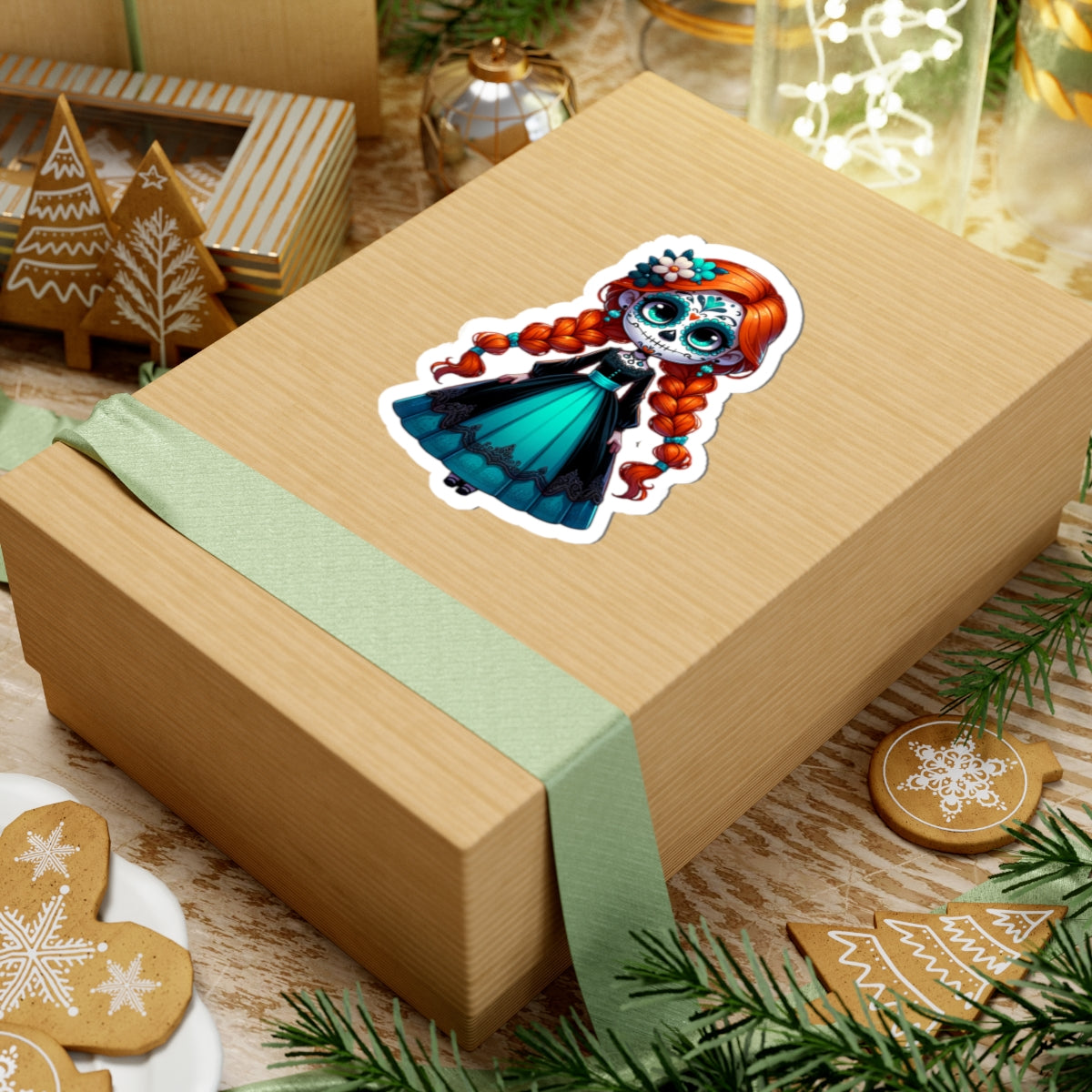 Anna!! Day of the Dead, Sugar Skull Decor, Halloween Gift, Laptop Sticker, Cute Girl Sticker, Fun Party Favors