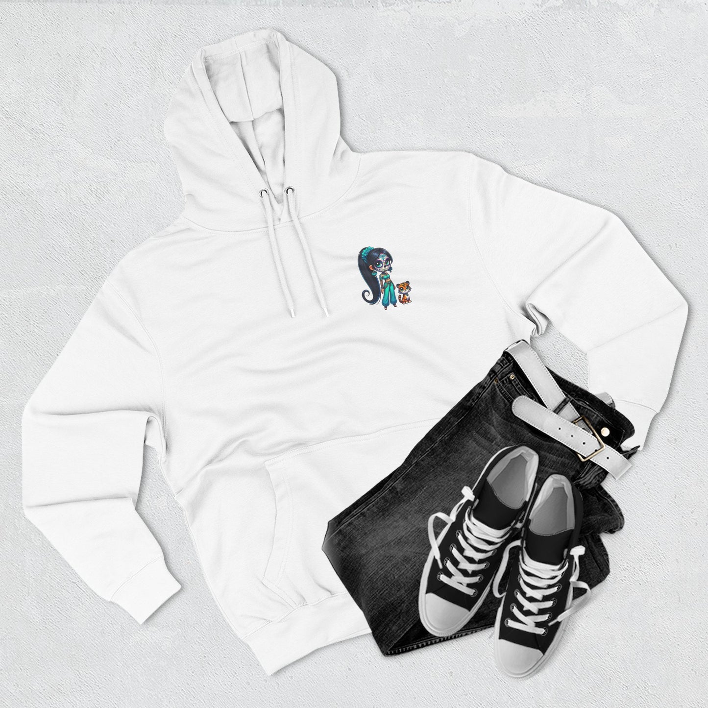 Princess Jasmine Fleece Hoodie, Cozy Cartoon Sweatshirt for Winter, Perfect Gift for Kids, Fun Illustration Hoodie, Cute Casual Wear
